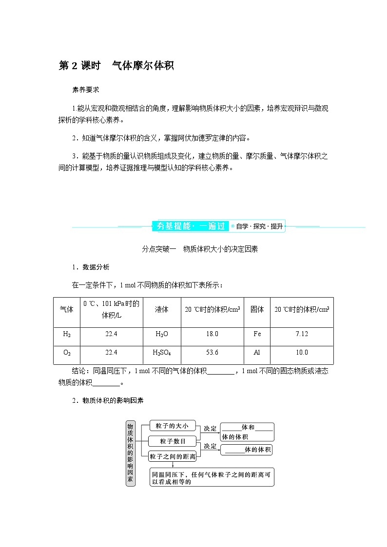 高中化学必修第一册2-3-2气体摩尔体积课时学案含答案01