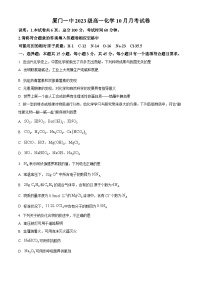 福建省厦门市一中2023-2024学年高一化学上学期10月第一次适应性练习（Word版附解析）