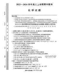 安徽省亳州市蒙城县2023—2024学年高三上学期期中联考 化学试题及答案