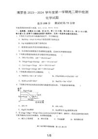 广东省惠州市博罗县博师高级中学2023-2024学年高二上学期期中检测化学试题