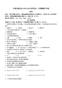 天津市部分区2023-2024学年高一上学期期中考试化学试题（含答案）