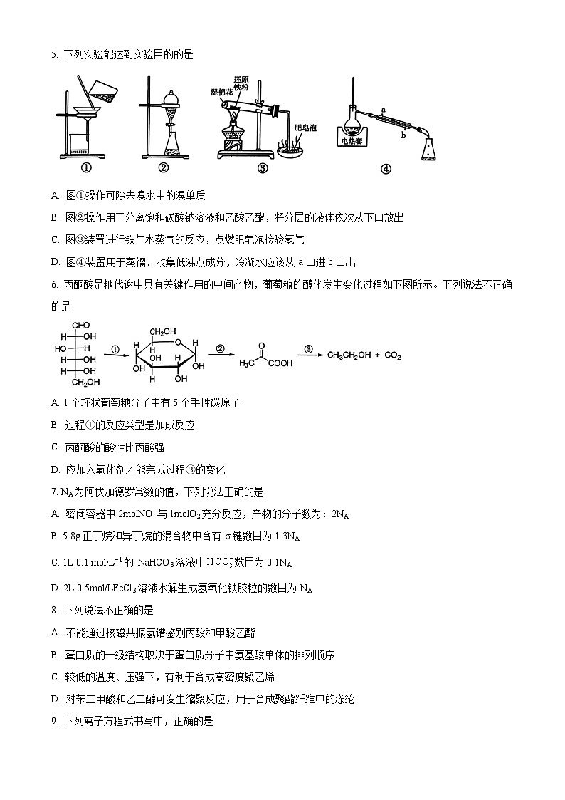 2024杭州高三上学期期中考试（一模）化学试题含解析02