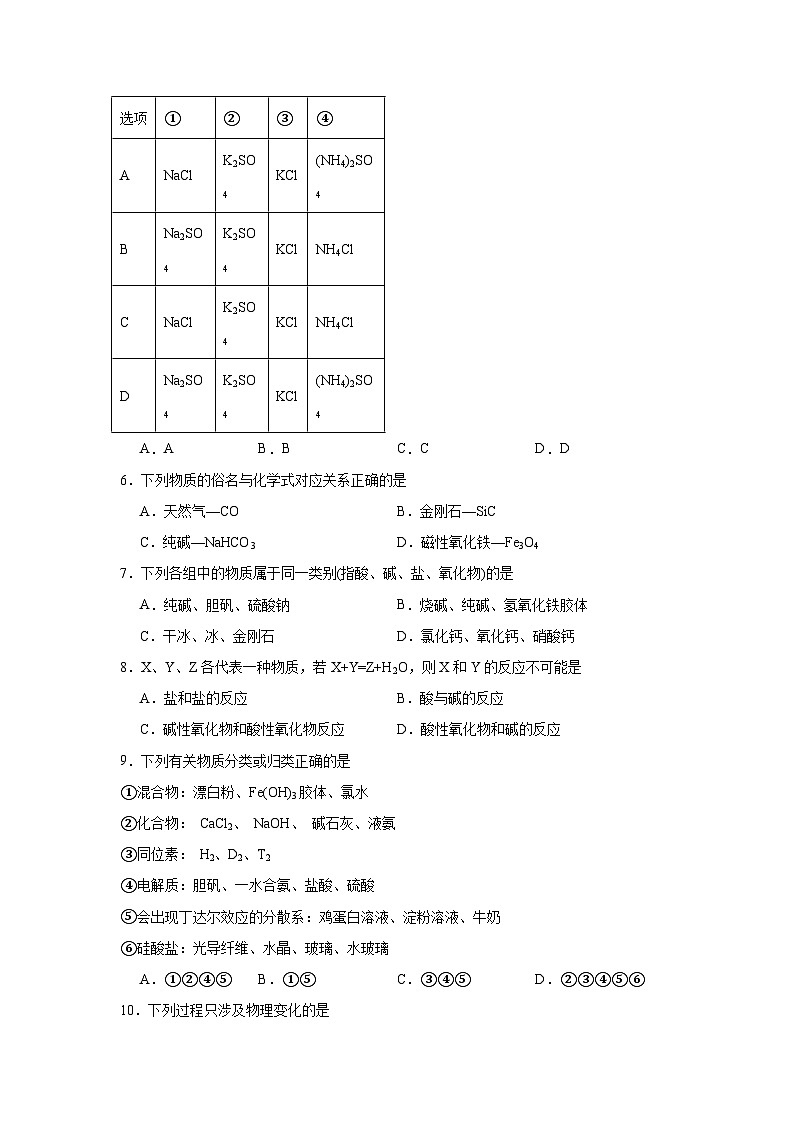 1.1物质及其反应的分类分层练习-2023-2024学年苏教版（2019）高中化学必修第一册02