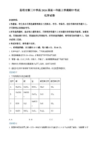 云南省昆明市第三中学2023-2024学年高一上学期11月期中联考化学试题（解析版）