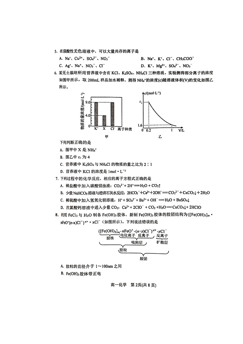 河南省南阳市2023-2024学年高一上学期11月期中化学试题02
