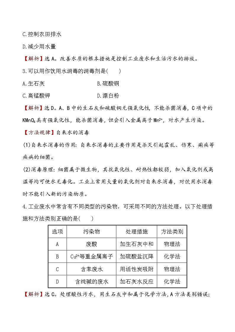 高二化学选修1-1 4.2爱护水资源课件及练习题含答案详解02