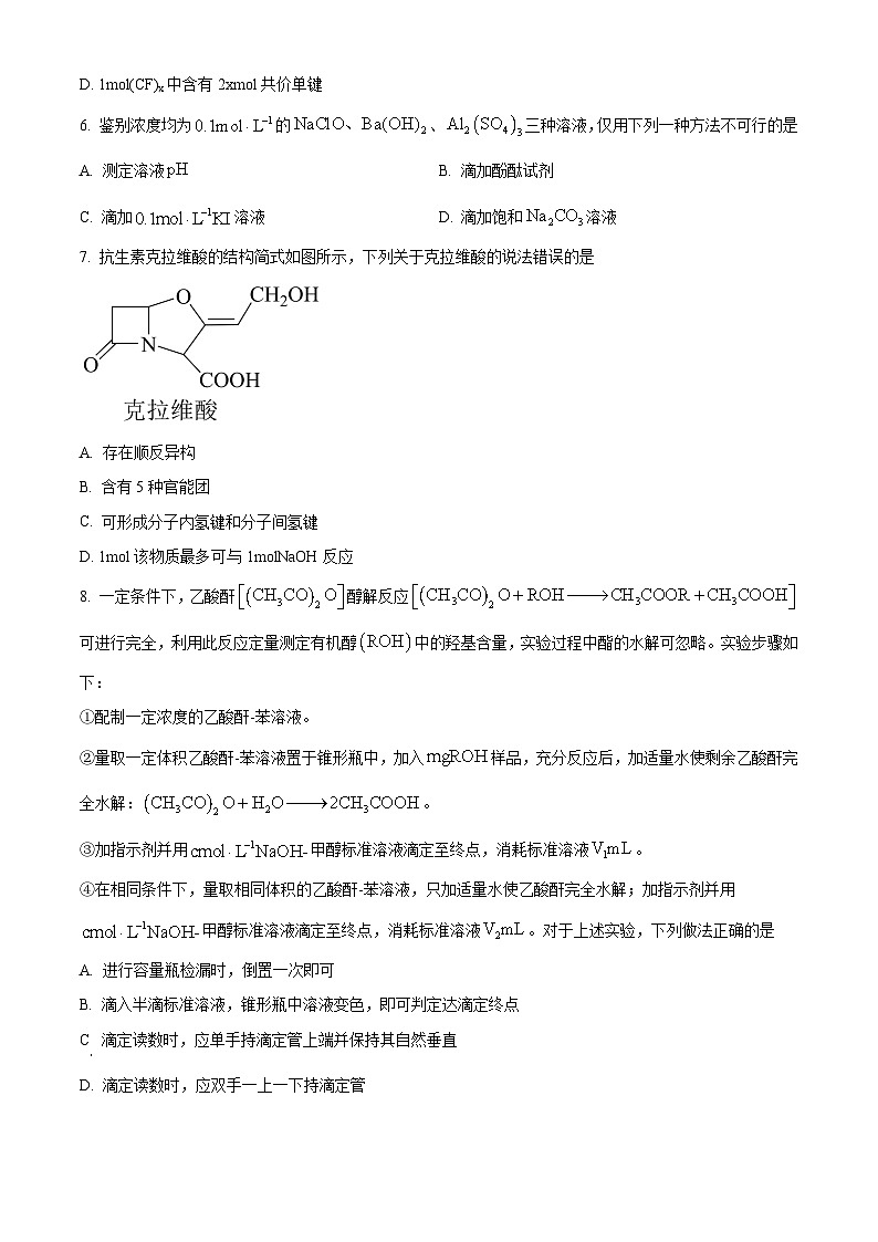 2023年高考山东卷化学真题（原卷版）02