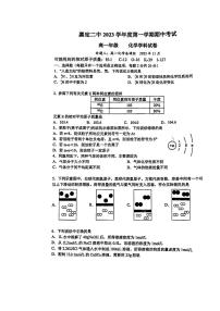 上海市嘉定区第二中学2023-2024学年高一上学期期中考试 化学试题