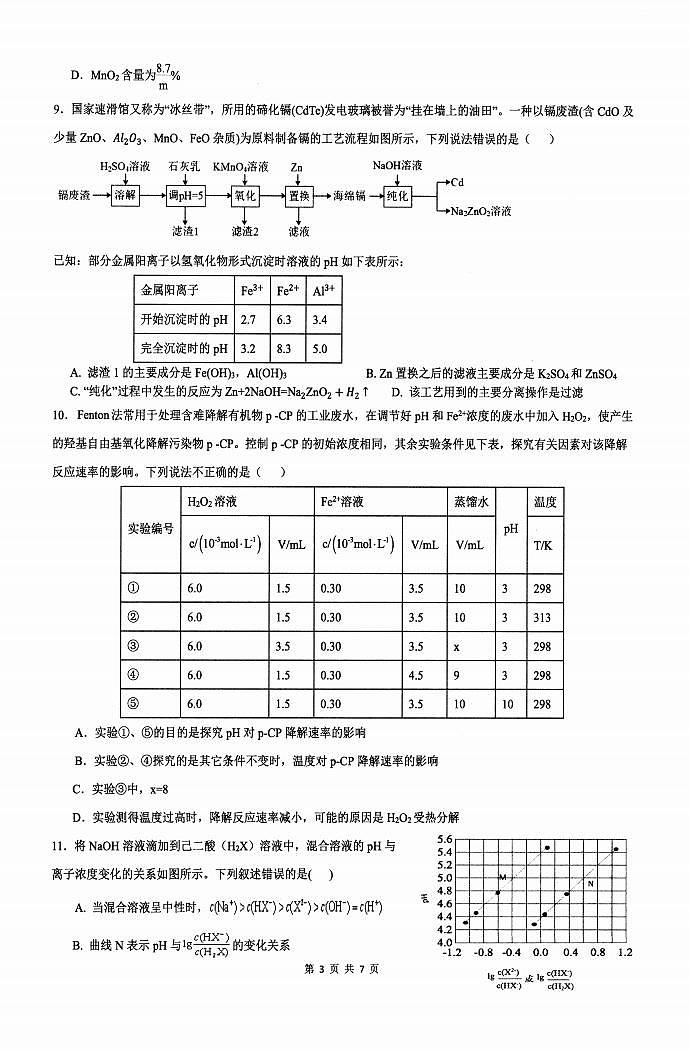 湖南省长沙市雅礼教育集团2023-2024学年高二上学期期中考试化学试题（扫描版含答案）03