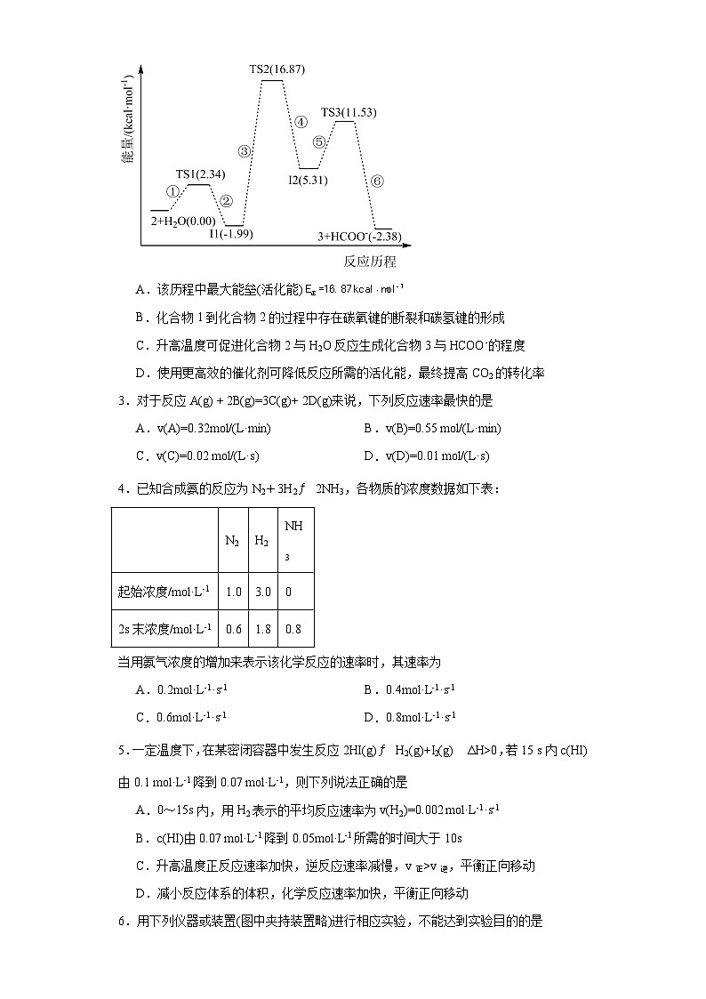 2.1化学反应速率分层练习-2023-2024学年苏教版（2019）高中化学选择性必修102