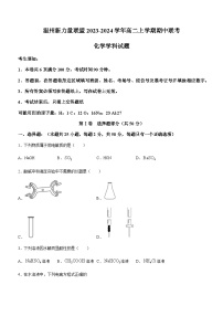 浙江省温州新力量联盟2023-2024学年高二上学期期中联考化学试题卷（含答案）