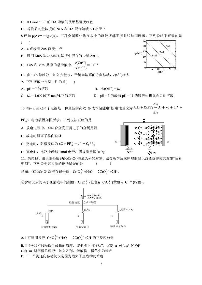 山东省青岛第六十八中学2023-2024学年高二上学期期中考试化学试卷第2页