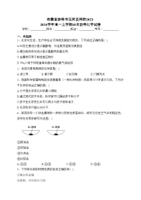 安徽省蚌埠市五河县两校2023-2024学年高一上学期10月联考化学试卷(含答案)