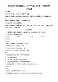 浙江省浙南名校联盟2023-2024学年高二上学期11月期中考试化学试题（Word版附解析）