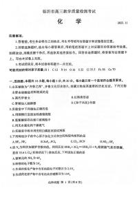 2024临沂高三上学期11月教学质量检测考试化学PDF版含答案