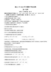 湖南省永州市蓝山县第二中学2023-2024学年高一下学期期中考试化学试卷