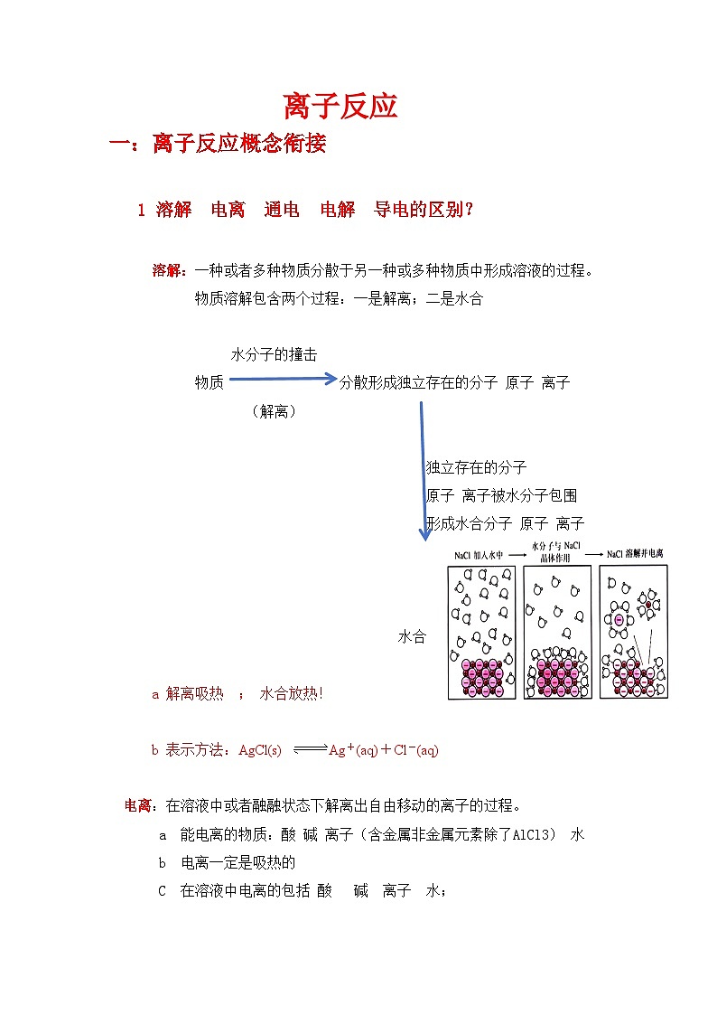 1.2离子反应  学案   高中化学人教版（2019）必修第一册第1页