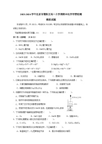 2023-2024学年北京市朝阳区高一上学期期中化学学情检测模拟试题（含解析）