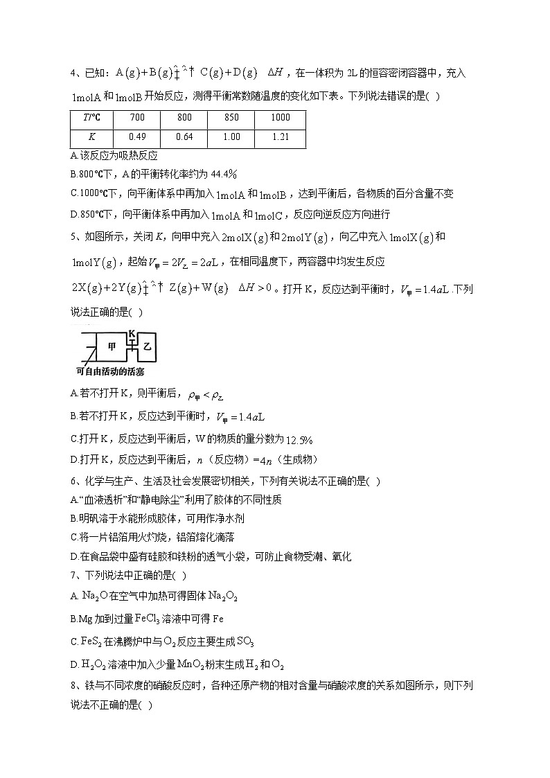 2023-2024学年山西省朔州市怀仁市高二上学期11月期中化学质量检测模拟试题（含解析）02