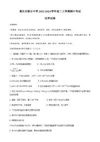 重庆市部分中学2023-2024学年高二上学期期中考试化学试题（无答案）