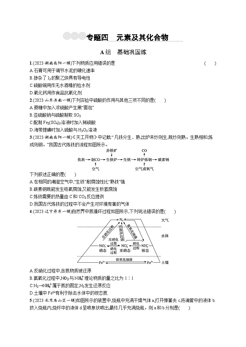2024版高考总复习-化学二轮专题(新教材) 专题4　元素及其化合物01