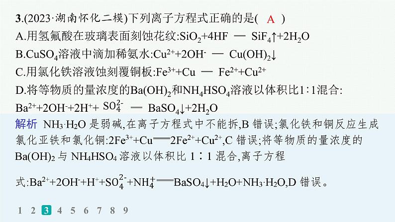 2024版高考总复习-化学二轮专题(新教材) 热点提速练3　离子方程式的正误判断课件PPT第6页