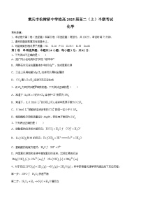 重庆市松树桥中学校2023-2024学年高二上学期半期考试（期中）化学试题