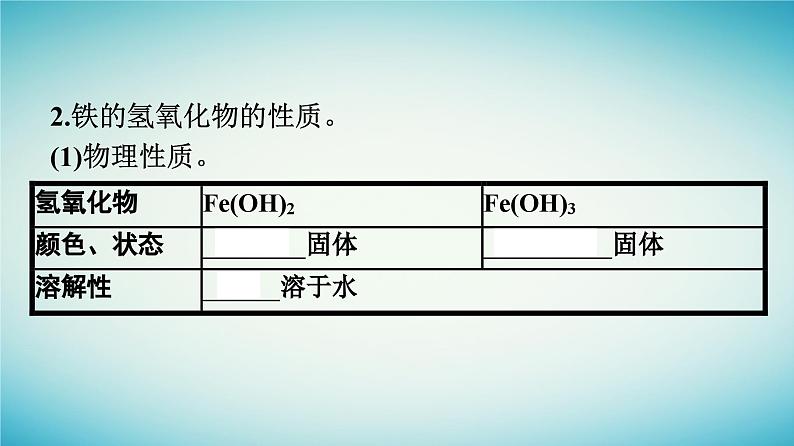 浙江专版2023_2024学年新教材高中化学第3章铁金属材料第1节铁及其化合物第2课时铁的氢氧化物铁盐和亚铁盐课件新人教版必修第一册第6页