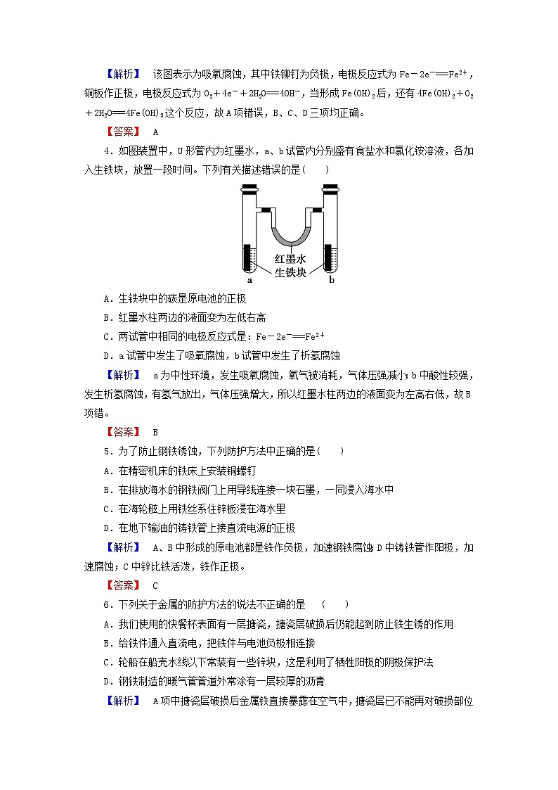 2022年高三化学寒假课时练习（含答案）：21金属的电化学腐蚀与防护第2页