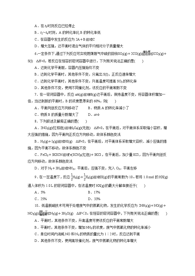 2022年高三化学寒假同步测试：04化学平衡 Word版含答案第2页