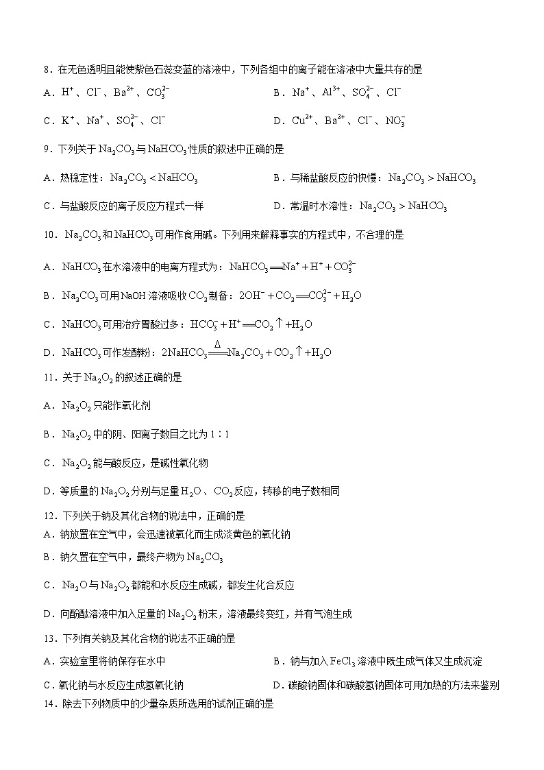 湖北省应城市科技高级中学2023-2024学年高一上学期10月月考化学试题02