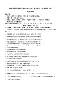 四川省成都市郫都区部分学校2023-2024学年高一上学期期中考试化学试题（含答案）