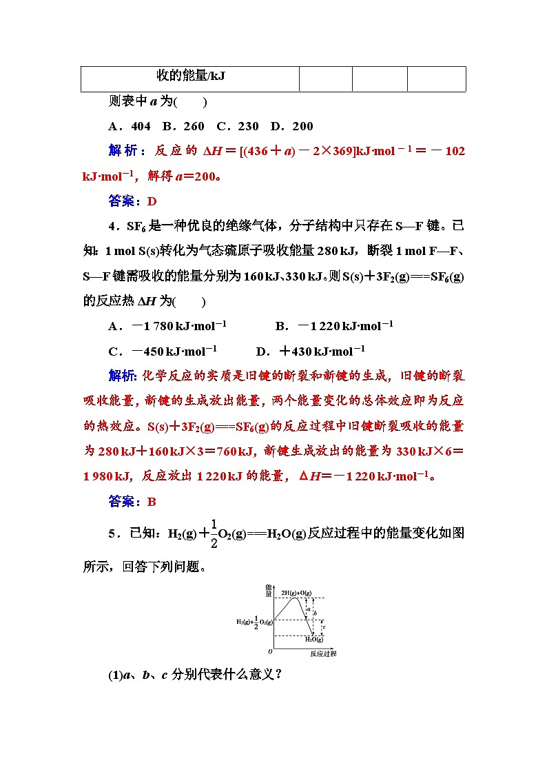 2022年高三化学寒假练习题：01焓变 反应热 Word版含答案02