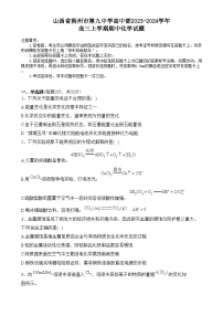 2024朔州怀仁九中高中部高三上学期11月期中化学试题含答案