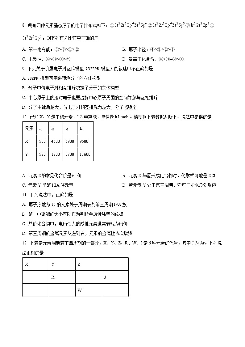 2023维吾尔自治区塔城地区高二下学期期中考试化学试题含解析02