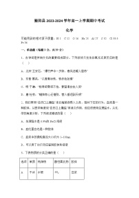 湖南省衡阳市衡阳县2023-2024学年高一上学期期中考试化学试题（含解析）