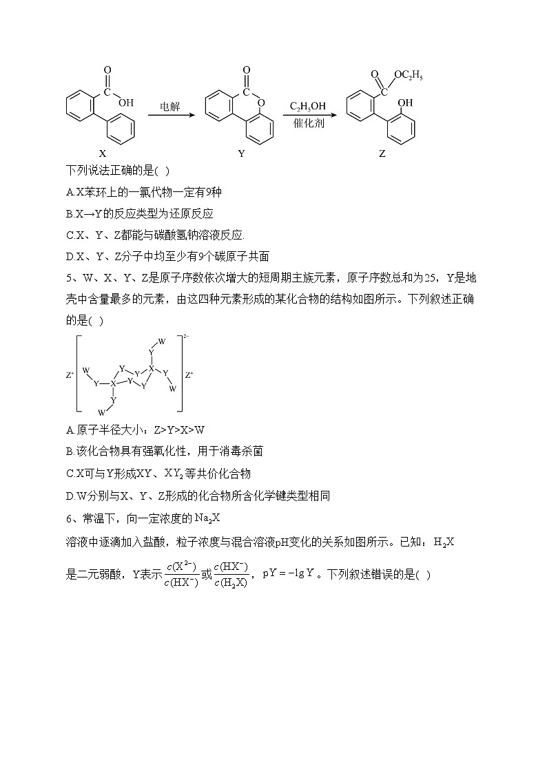 陕西省咸阳市2022届高考模拟检测（二模）理科综合化学试题(含答案)02