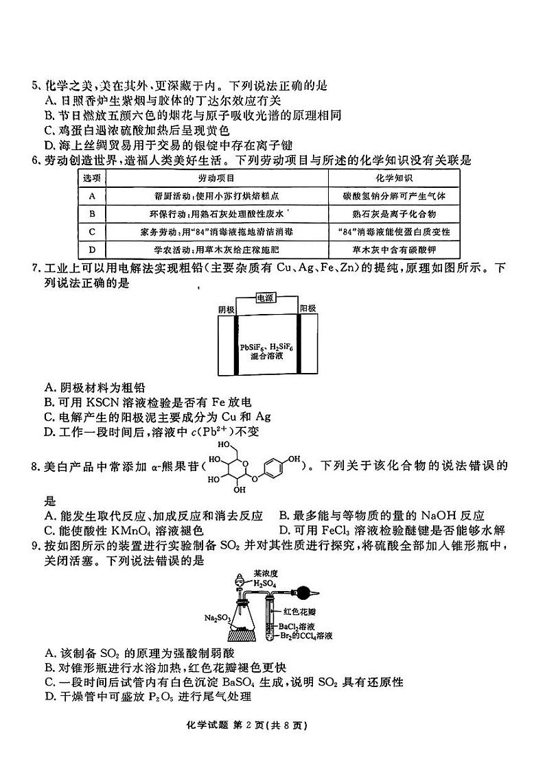 广东衡水金卷2024届高三年级11月大联考化学第2页