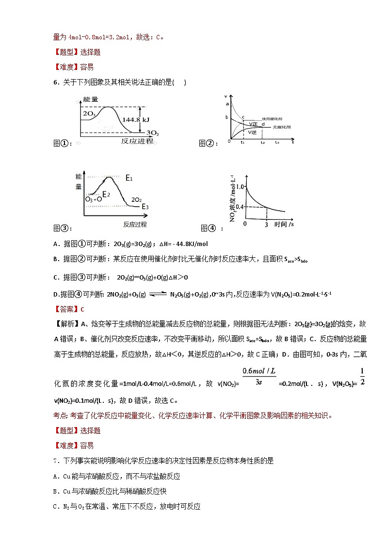 2022年高三化学寒假作业：02化学反应速率和化学平衡 Word版含解析第3页
