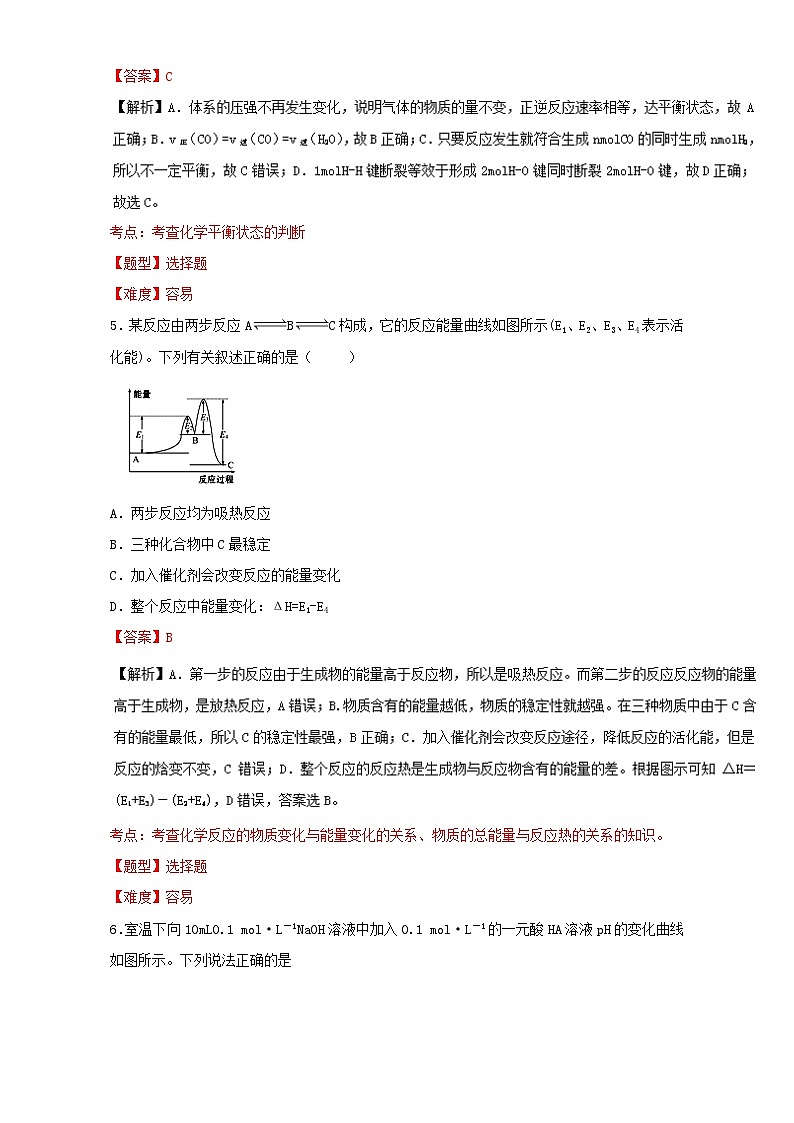 2022年高三化学寒假作业：05化学反应原理 Word版含解析第3页