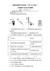 湖南省常德市汉寿县第一中学2023-2024学年高三上学期12月期中化学试题