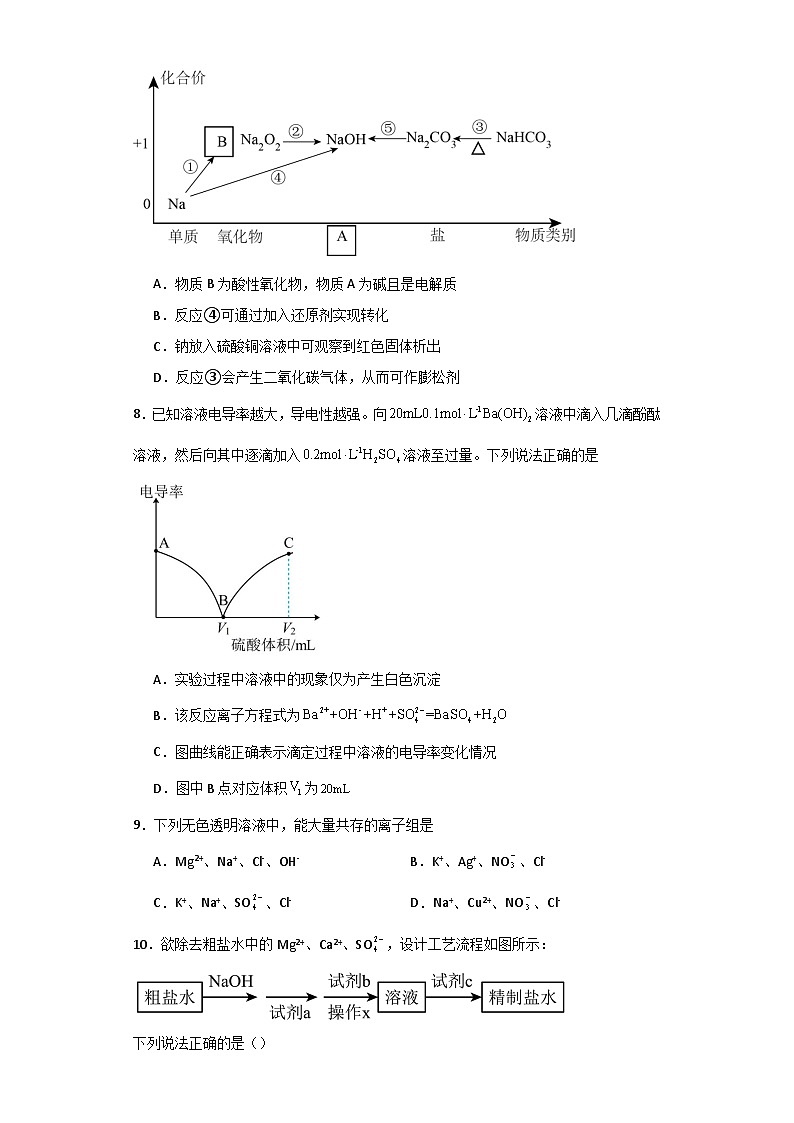 河南省新乡市原阳县第一高级中学2023-2024学年高一上学期12月月考化学试题02