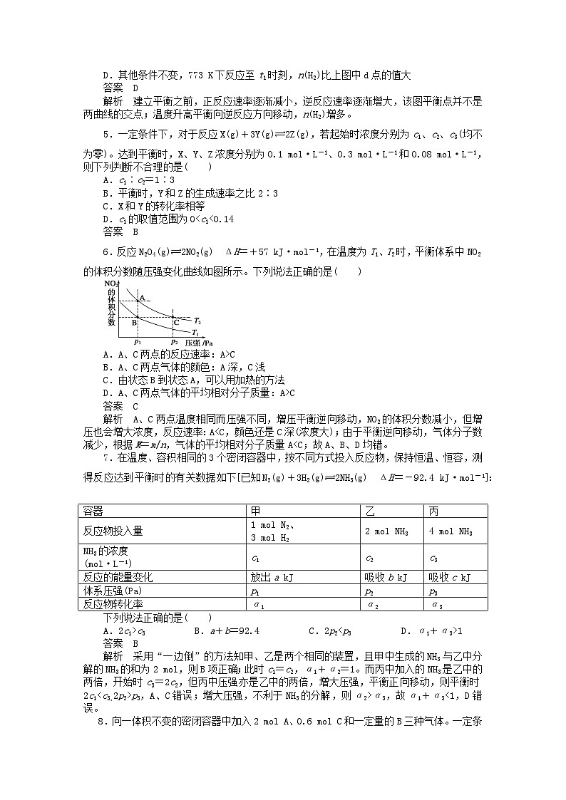 2022年高三化学寒假同步练习（含答案）：12化学平衡第2页