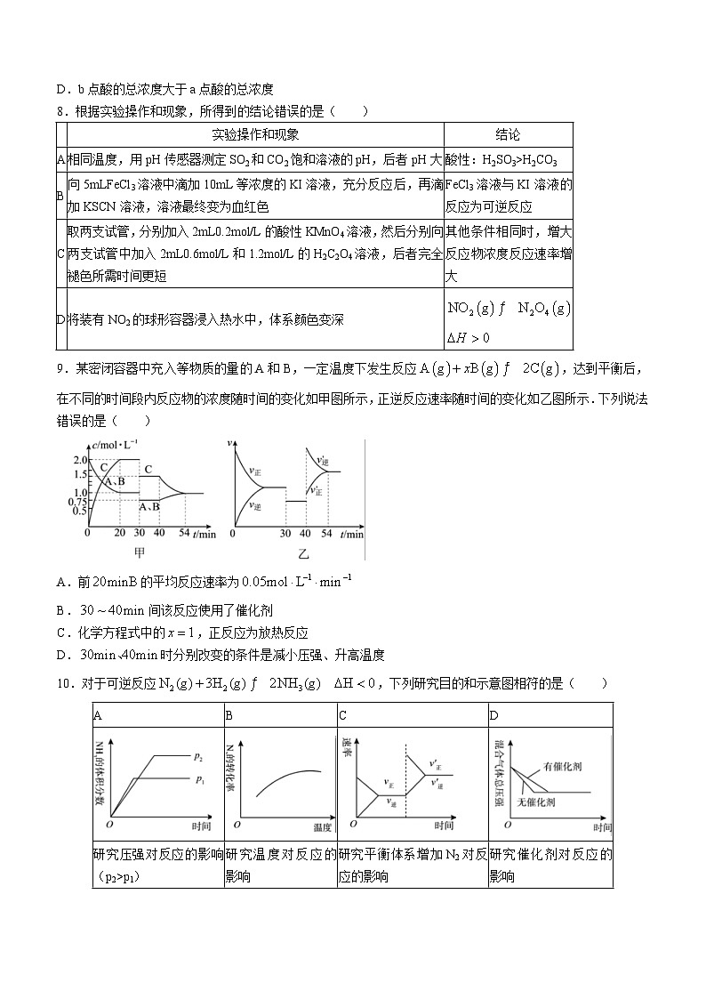 山东省济宁市泗水县2023-2024学年高二上学期期中考试化学试题（含答案）03
