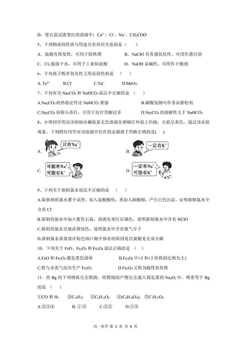 广东省深圳市龙华中学2023-2024学年高一上学期12月第二次阶段考试化学试题（PDF版含答案）02