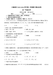 新疆吐鲁番市2023-2024学年高一上学期期中考试化学试题