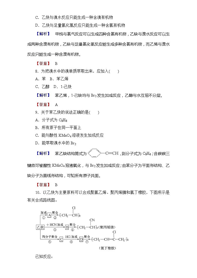 2022年高三化学寒假学业分层测评：06炔烃+脂肪烃的来源及其应用+Word版含解析第3页