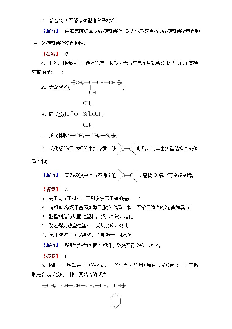2022年高三化学寒假学业分层测评：18应用广泛的高分子材料+Word版含解析第2页
