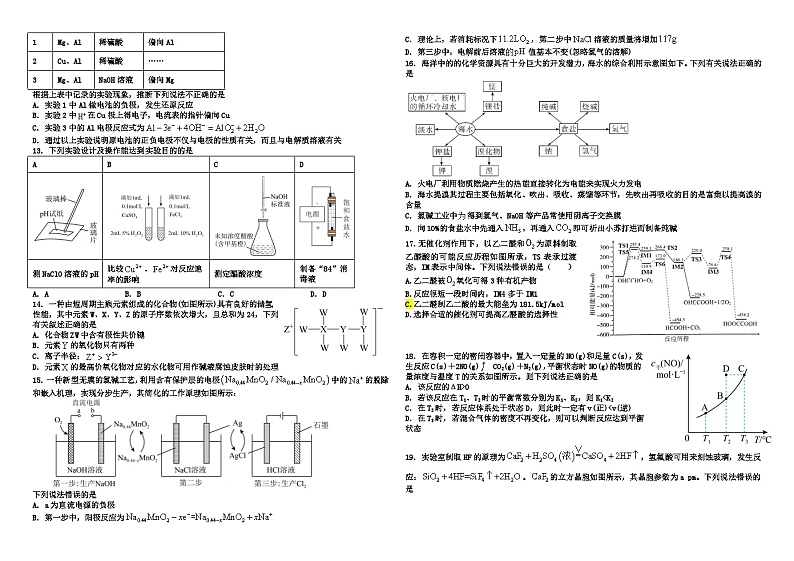 新疆石河子第一中学2023-2024学年高三上学期11月月考化学第2页