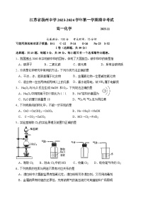 2024扬州中学高一上学期11月期中化学试题含答案